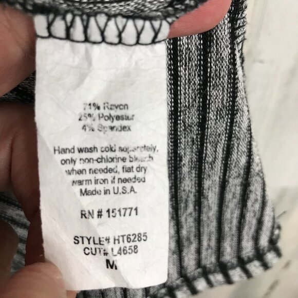 Le Lis waterfall cardigan stripe cozy open front jacket sweater gray black M - Picture 7 of 9